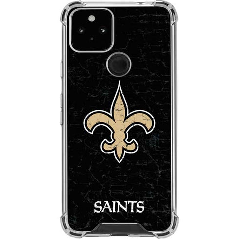 NFL New Orleans Saints Distressed Google Pixel 5 Clear Case